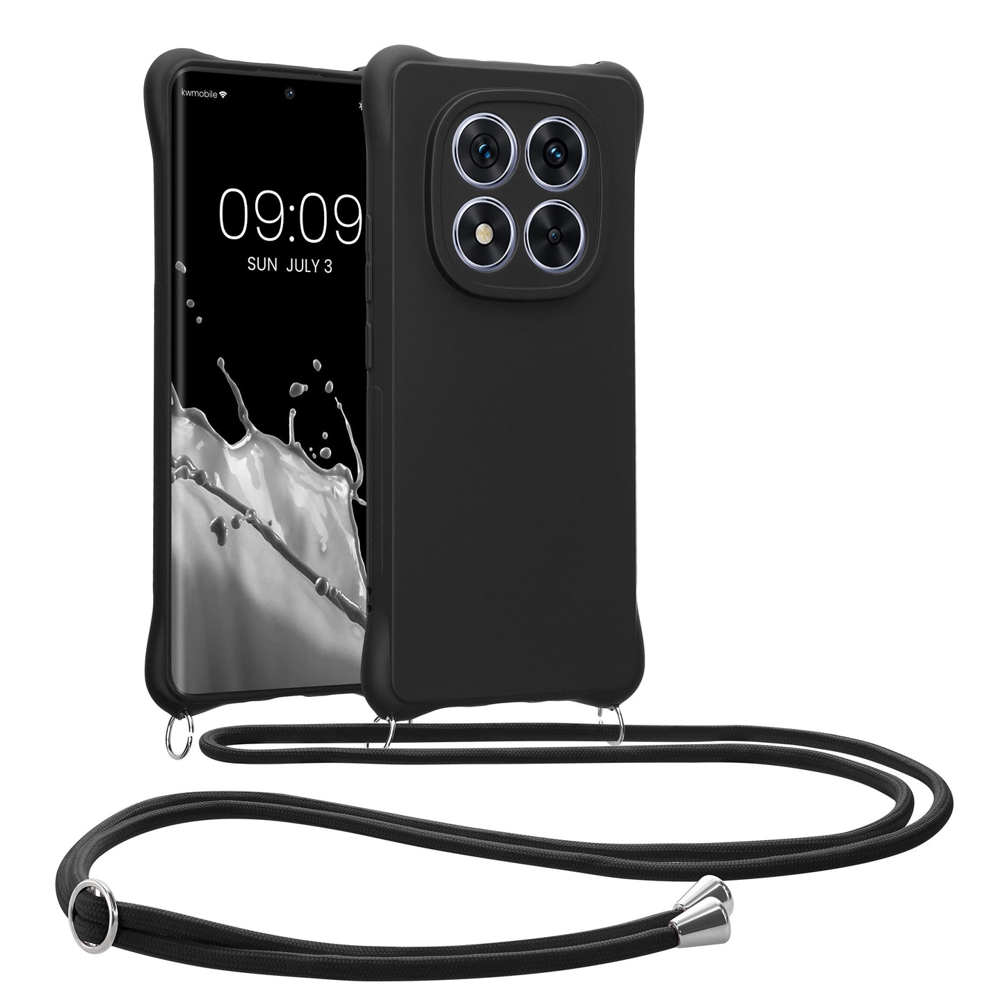 kwmobile Necklace Case kompatibel mit Xiaomi Redmi Note 14 Pro+ 5G / Redmi Note 14 Pro Plus 5G Hülle - Cover mit Kordel zum Umhängen - Silikon Schutzhülle Schwarz matt Schwarz matt  