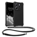 kwmobile Necklace Case kompatibel mit Xiaomi Redmi Note 14 5G (Nicht für 4G) Hülle - Cover mit Kordel zum Umhängen - Silikon Schutzhülle Schwarz matt Schwarz matt  