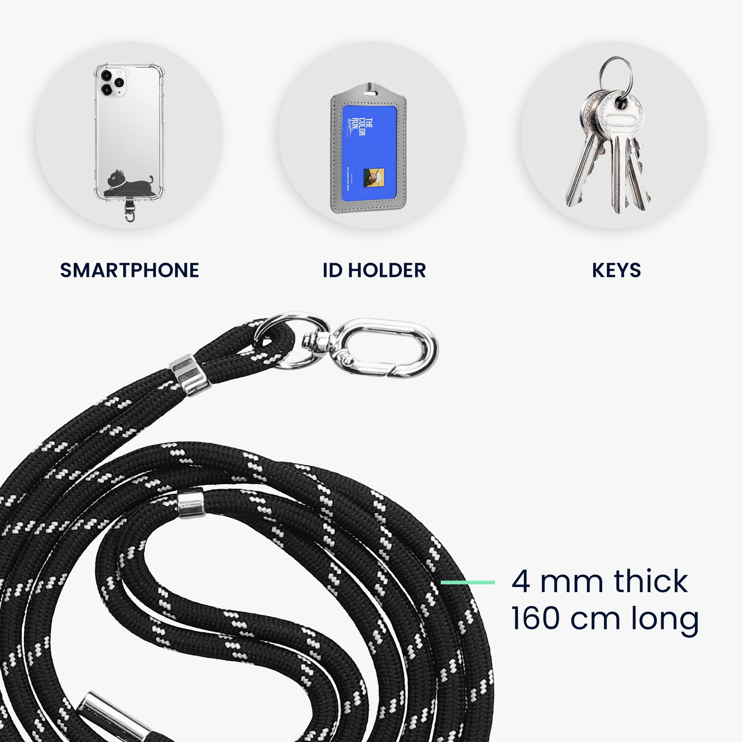 kwmobile Universal Handykette aus Nylon - universale Umhängekette für Smartphone - verstellbares Handyband zum Umhängen