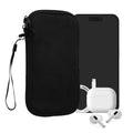 kwmobile Handytasche für XL - 6,7/6,8" Hülle - Cord und Neopren Tasche mit Handschlaufe - Case 17,2 x 8,4 cm Innenmaße - Handyhülle in Schwarz Schwarz XL 
