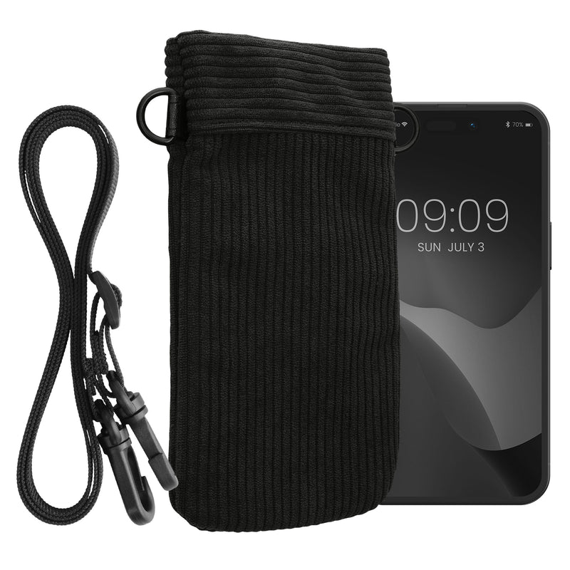 kwmobile Necklace Case für XXL - 7" Handyhülle - Cord Hülle mit Band - Handytasche - 17,8 x 8,5 cm Innenmaße - Schutzhülle in Schwarz Schwarz XXL 