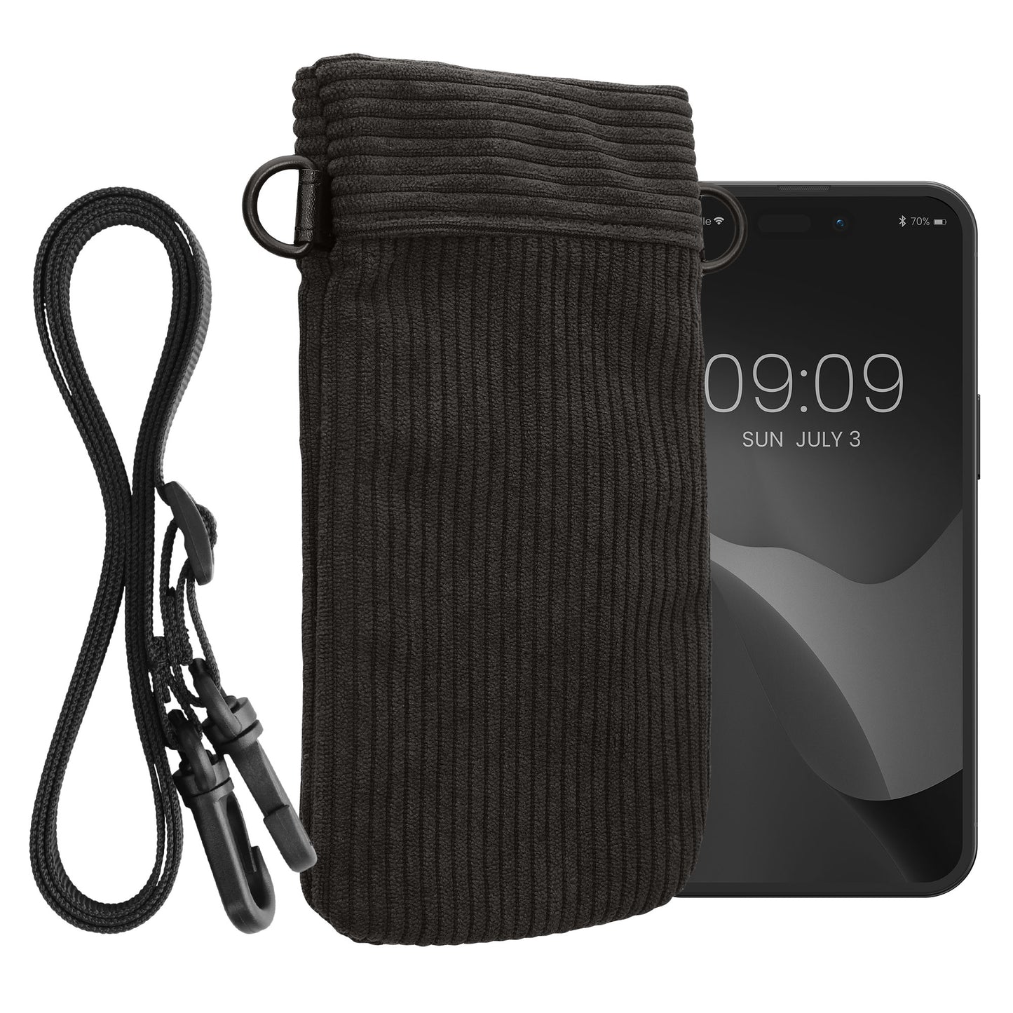 kwmobile Necklace Case für XXL - 7" Handyhülle - Cord Hülle mit Band - Handytasche - 17,8 x 8,5 cm Innenmaße - Schutzhülle in Dunkelgrau Dunkelgrau XXL 