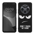 kwmobile Hülle kompatibel mit Xiaomi Redmi 14C / Poco C75 - Handyhülle Silikon Case - Don't touch my Phone Weiß Schwarz Weiß  [dsg01]