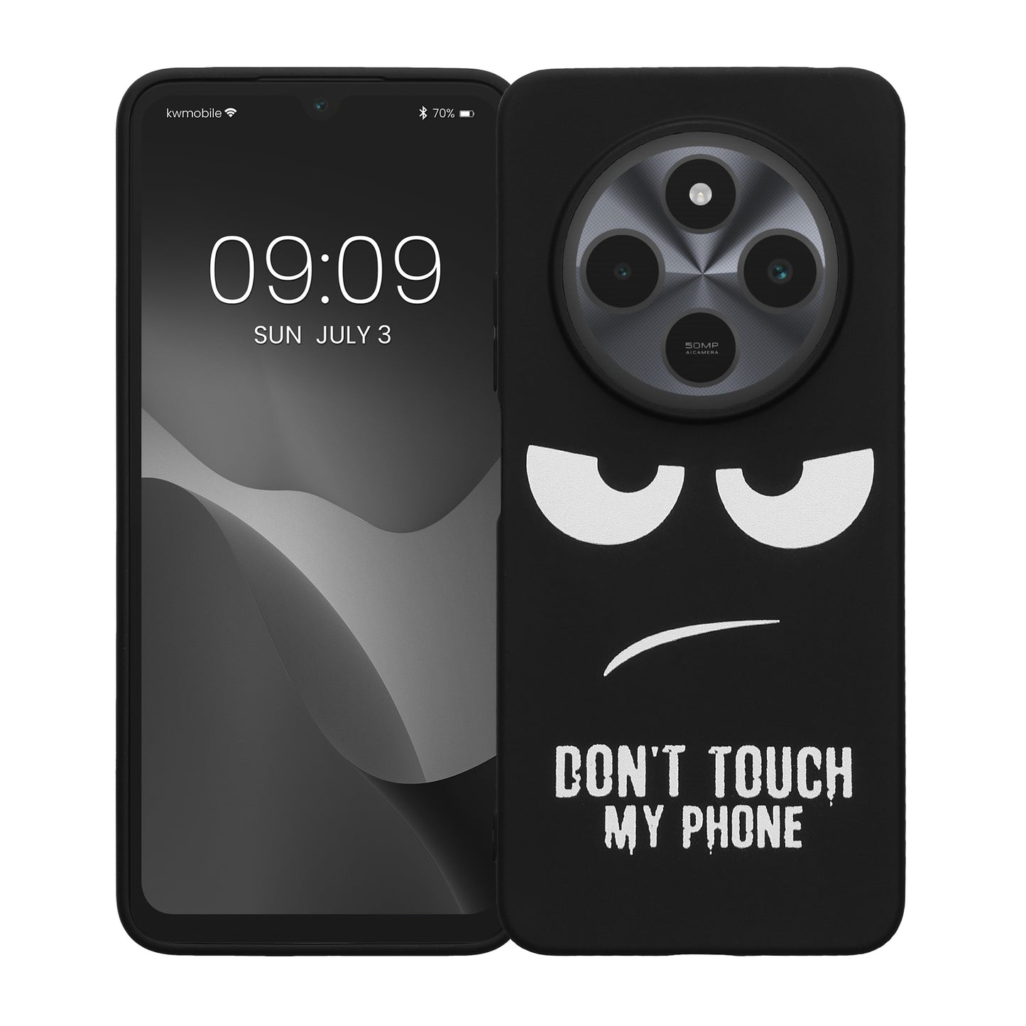 kwmobile Hülle kompatibel mit Xiaomi Redmi 14C / Poco C75 - Handyhülle Silikon Case - Don't touch my Phone