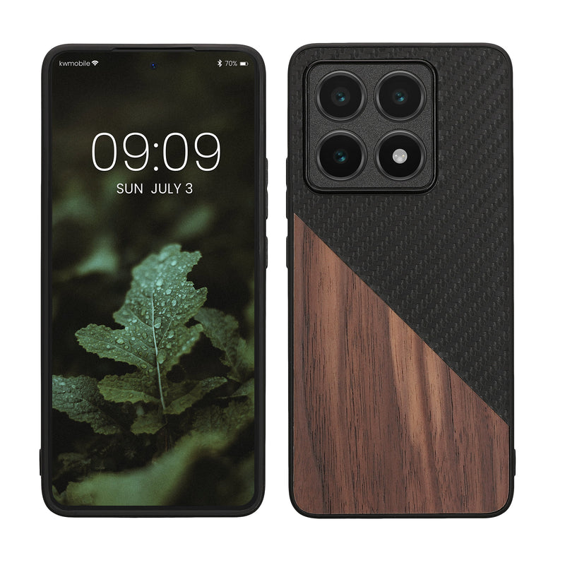 kwmobile Hülle kompatibel mit Xiaomi 14T - Handyhülle - Handy Schutzhülle - Smartphone Cover - Dunkelbraun Schwarz Dunkelbraun  [dsg01]