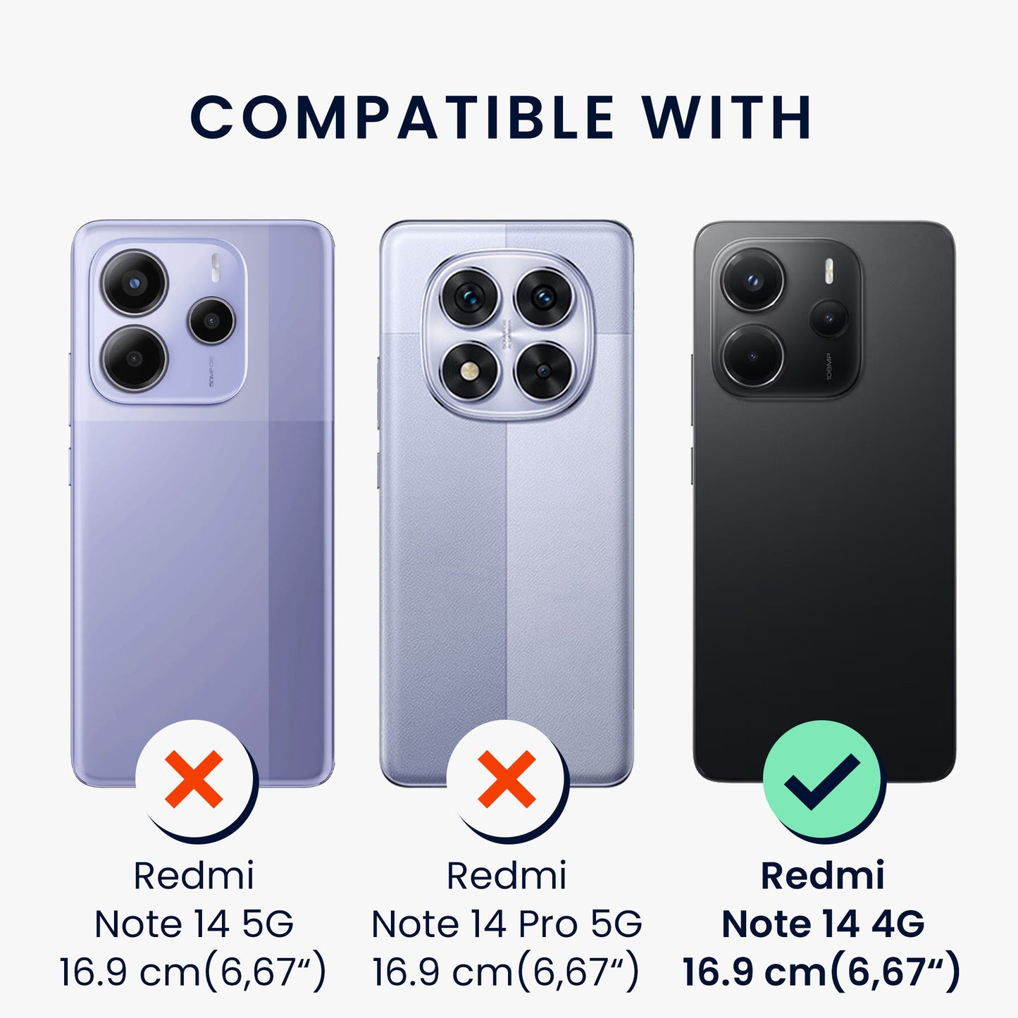 kwmobile Handyhülle kompatibel mit Xiaomi Redmi Note 14 4G (Nicht für 5G) Hülle - Brieftaschen Schutzhülle aus PU-Leder mit Displayschutz und RFID-Schutz