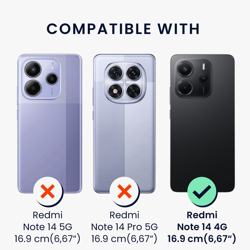 kwmobile Handyhülle kompatibel mit Xiaomi Redmi Note 14 4G (Nicht für 5G) Hülle - Brieftaschen Schutzhülle aus PU-Leder mit Displayschutz und RFID-Schutz