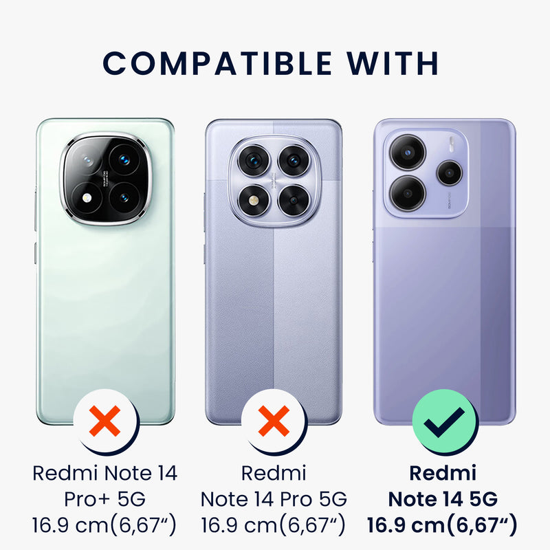 kwmobile Kunstleder Handyhülle kompatibel mit Xiaomi Redmi Note 14 5G (Nicht für 4G) Hülle - Brieftaschen Schutzhülle aus PU-Leder mit Displayschutz und RFID-Schutz