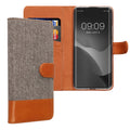 kwmobile Wallet Case kompatibel mit Xiaomi Redmi Note 14 Pro 5G / Poco X7 - Hülle mit Ständer - Handyhülle Kartenfächer Hellgrau Braun Hellgrau  [dsg01]