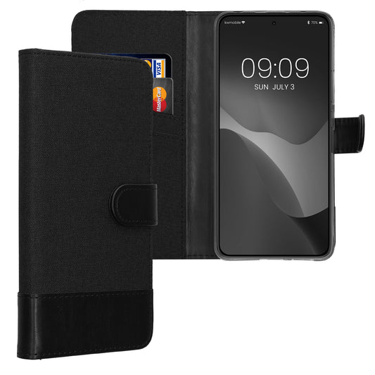 kwmobile Wallet Case kompatibel mit Xiaomi Redmi Note 14 4G (Nicht für 5G) - Hülle mit Ständer - Handyhülle Kartenfächer Anthrazit Schwarz Anthrazit  [dsg02]