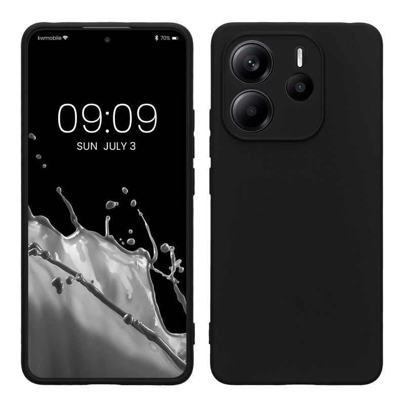 kwmobile Handyhülle kompatibel mit Xiaomi Redmi Note 14 4G (Nicht für 5G) Hülle - Handy Case aus weichem Silikon in Schwarz matt Schwarz matt  