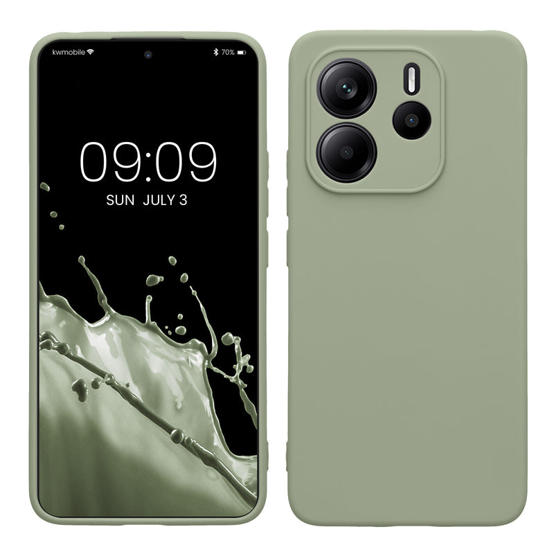 kwmobile Handyhülle kompatibel mit Xiaomi Redmi Note 14 4G (Nicht für 5G) Hülle - Handy Case aus weichem Silikon in Graugrün Graugrün  