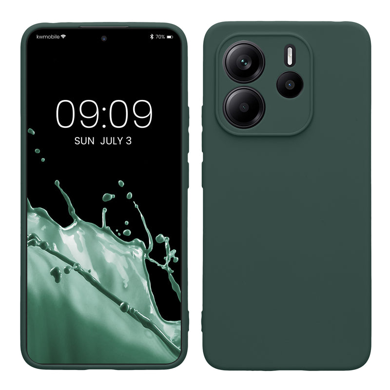 kwmobile Handyhülle kompatibel mit Xiaomi Redmi Note 14 4G (Nicht für 5G) Hülle - Handy Case aus weichem Silikon in Moosgrün Moosgrün  