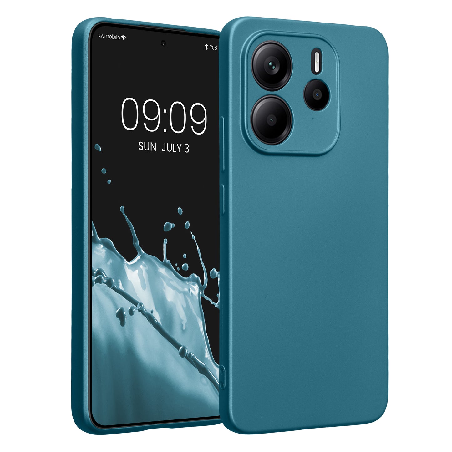 kwmobile Handyhülle kompatibel mit Xiaomi Redmi Note 14 4G (Nicht für 5G) Hülle - weiche Silikon Case metallisch schimmernd in Metallic Karibikblau Metallic Karibikblau  