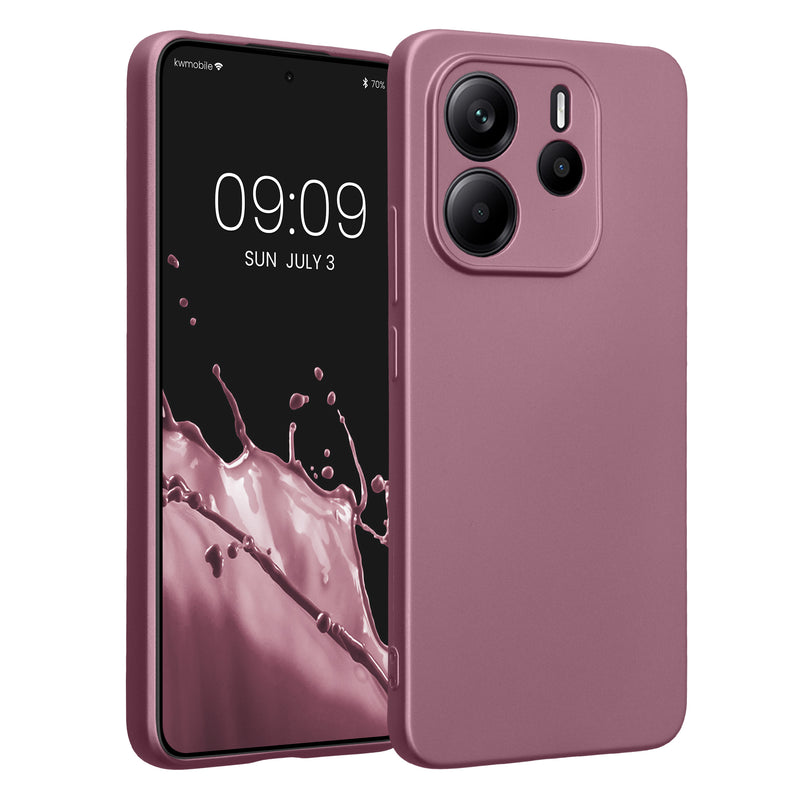 kwmobile Handyhülle kompatibel mit Xiaomi Redmi Note 14 4G (Nicht für 5G) Hülle - weiche Silikon Case metallisch schimmernd in Metallic Lavendel Metallic Lavendel  