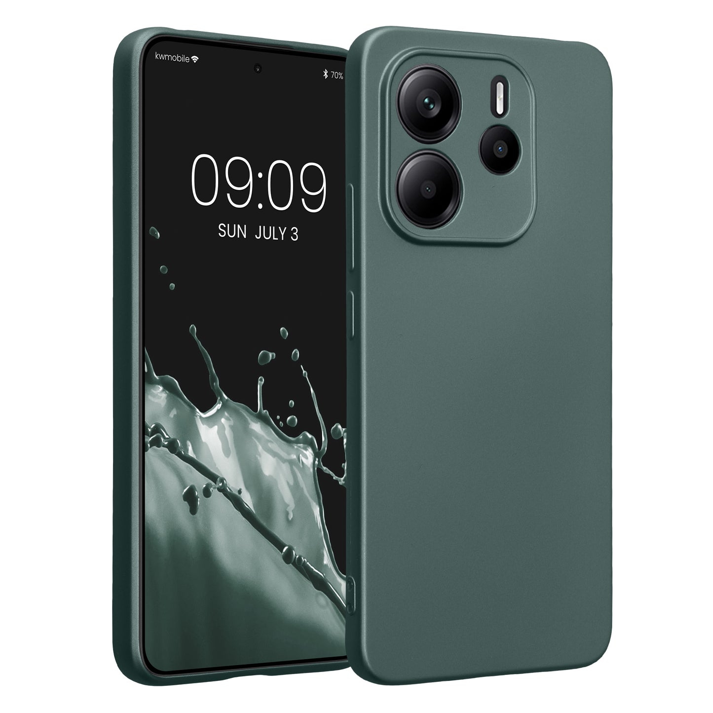 kwmobile Handyhülle kompatibel mit Xiaomi Redmi Note 14 4G (Nicht für 5G) Hülle - weiche Silikon Case metallisch schimmernd in Metallic Petrol Metallic Petrol  