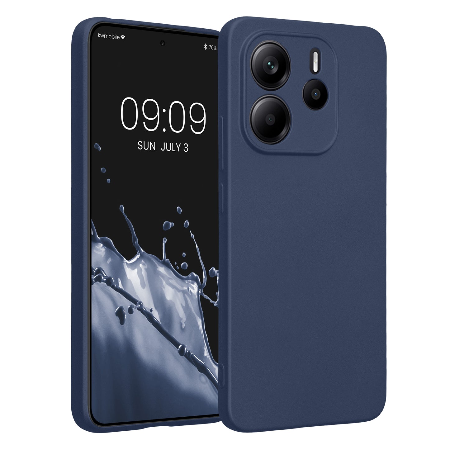kwmobile Handyhülle kompatibel mit Xiaomi Redmi Note 14 4G (Nicht für 5G) Hülle - weiche Silikon Case metallisch schimmernd in Metallic Blau Metallic Blau  