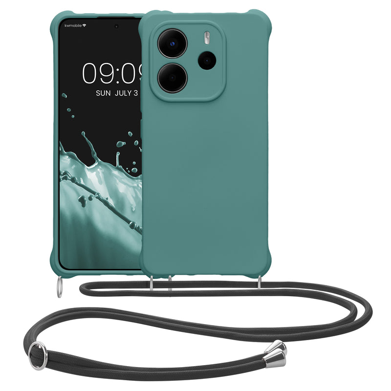 kwmobile Necklace Case kompatibel mit Xiaomi Redmi Note 14 4G (Nicht für 5G) Hülle - Cover mit Kordel zum Umhängen - Silikon Schutzhülle