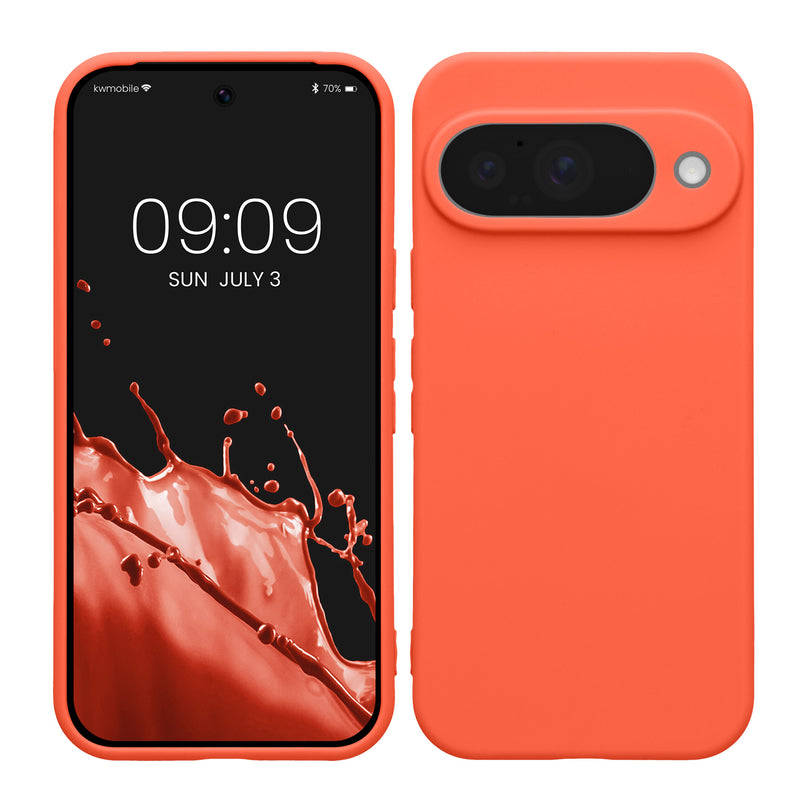 kwmobile Handyhülle kompatibel mit Google Pixel 10 Hülle - Handy Case aus weichem Silikon in Leuchtende Koralle Leuchtende Koralle  