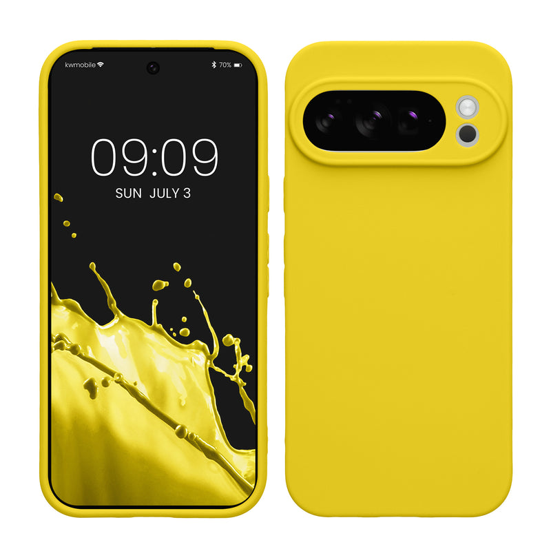 kwmobile Handyhülle kompatibel mit Google Pixel 10 Pro Hülle - Handy Case aus weichem Silikon in Strahlend Gelb Strahlend Gelb  
