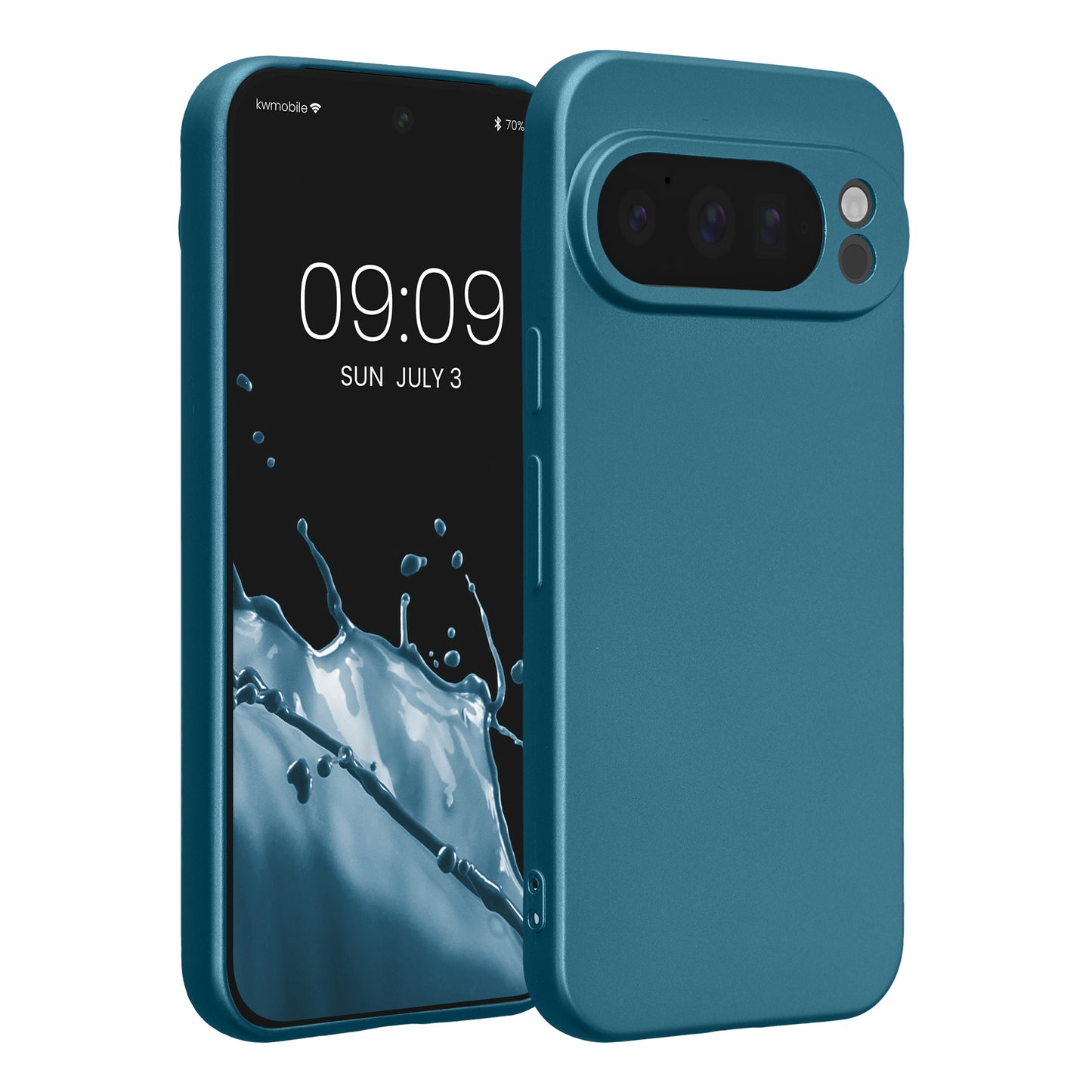 kwmobile Handyhülle kompatibel mit Google Pixel 10 Pro Hülle - weiche Silikon Case metallisch schimmernd in Metallic Karibikblau Metallic Karibikblau  