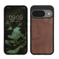 kwmobile Hülle kompatibel mit Google Pixel 10 / Pixel 10 Pro Hülle - Holz Case - stoßfestes Handy Cover - TPU Handyhülle in Dunkelbraun Walnussholz Dunkelbraun  [dsg01]