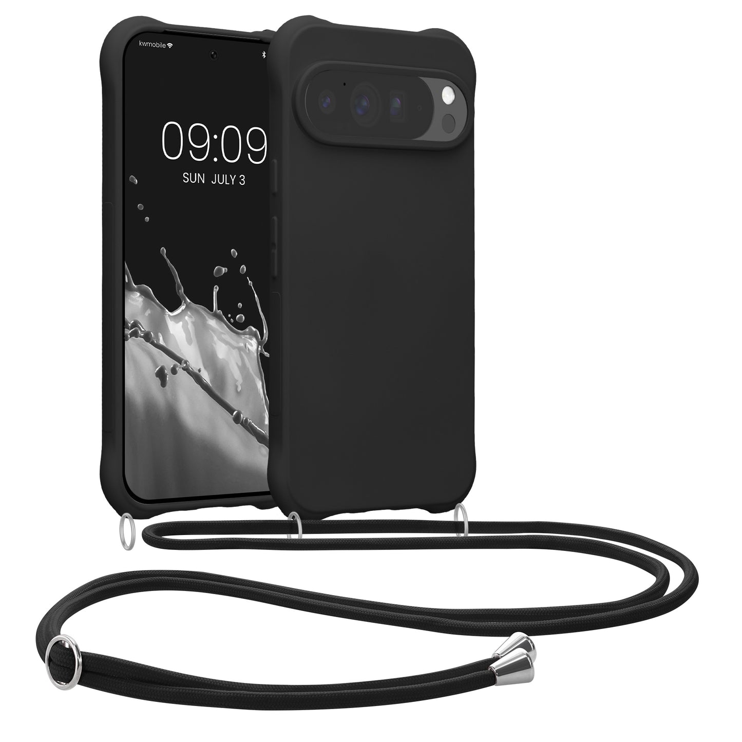kwmobile Necklace Case kompatibel mit Google Pixel 10 Pro XL Hülle - Cover mit Kordel zum Umhängen - Silikon Schutzhülle Schwarz Schwarz  