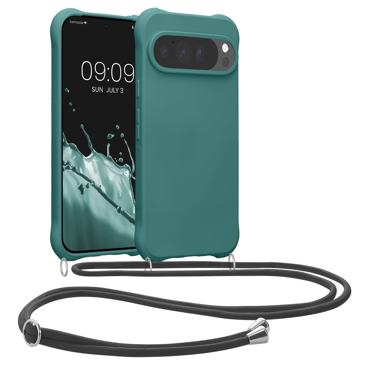 kwmobile Necklace Case kompatibel mit Google Pixel 10 Pro XL Hülle - Cover mit Kordel zum Umhängen - Silikon Schutzhülle Petrol Petrol  