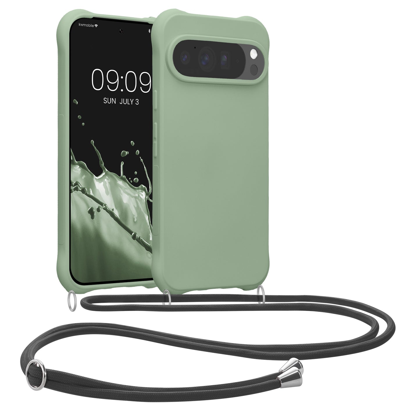 kwmobile Necklace Case kompatibel mit Google Pixel 10 Pro XL Hülle - Cover mit Kordel zum Umhängen - Silikon Schutzhülle Graugrün Graugrün  