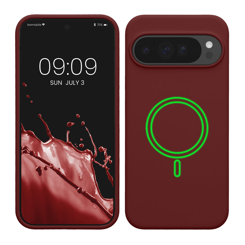 kwmobile Hülle kompatibel mit Google Pixel 10 Pro XL Hülle - magnetisches Silikon Case kompatibel mit MagSafe - Cover gummiert Bordeaux Violett Bordeaux Violett  