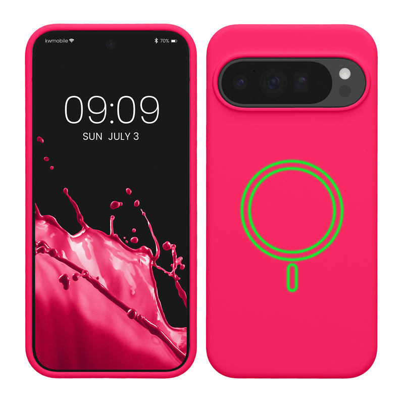 kwmobile Hülle kompatibel mit Google Pixel 10 Pro XL Hülle - magnetisches Silikon Case kompatibel mit MagSafe - Cover gummiert Neon Pink Neon Pink  
