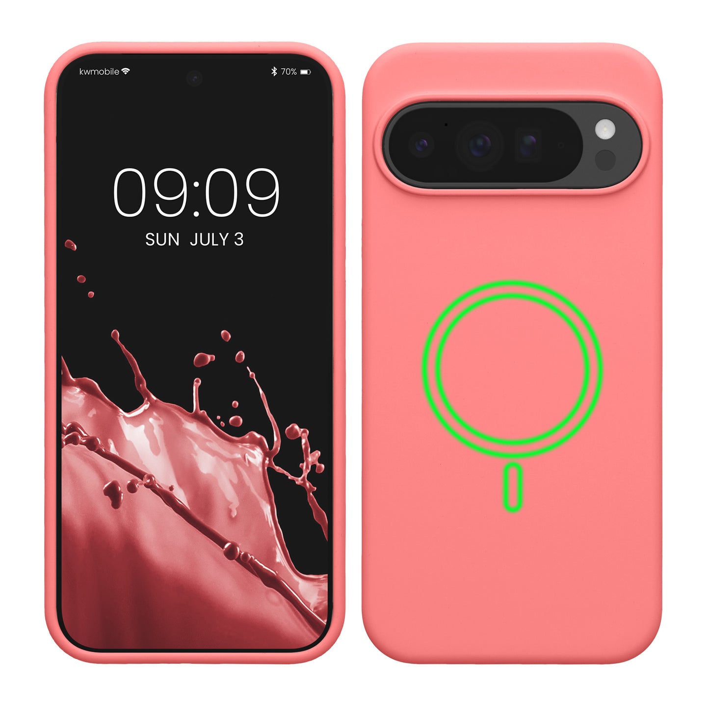 kwmobile Hülle kompatibel mit Google Pixel 10 Pro XL Hülle - magnetisches Silikon Case kompatibel mit MagSafe - Cover gummiert Pastell Koralle Pastell Koralle  