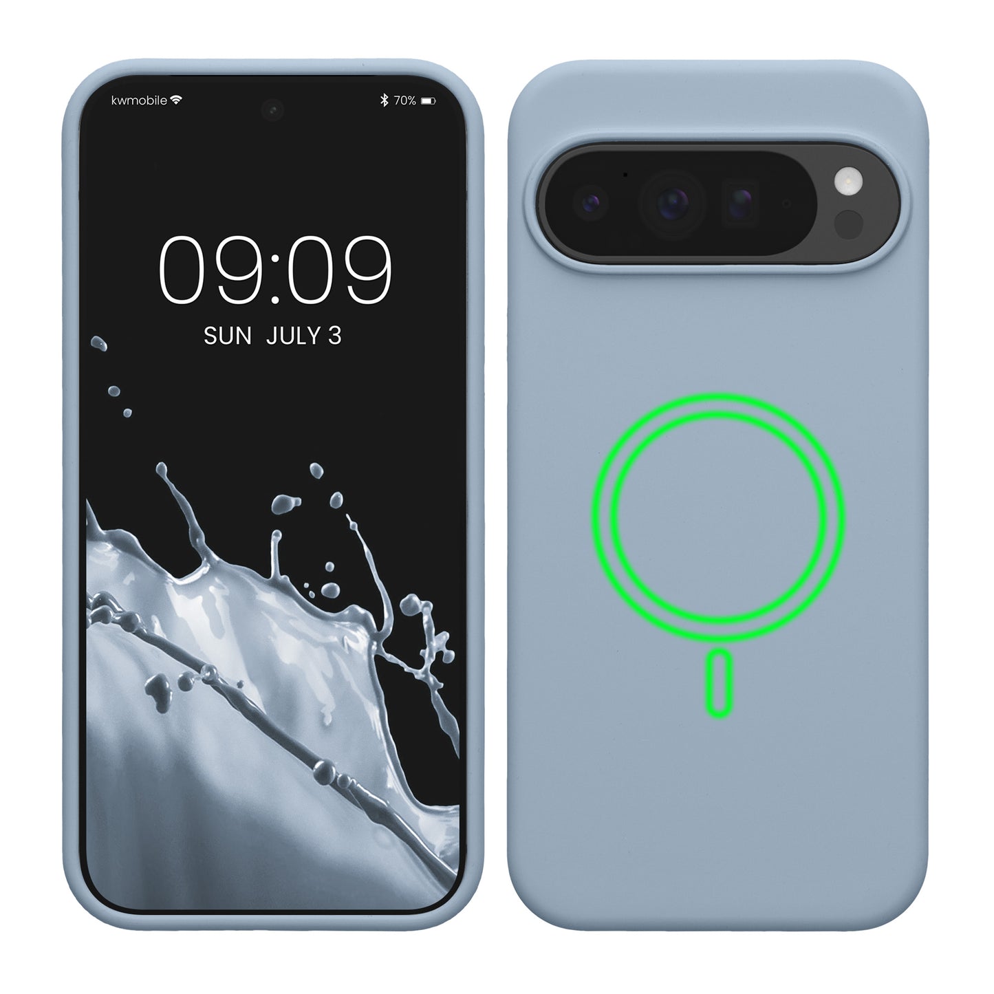 kwmobile Hülle kompatibel mit Google Pixel 10 Pro XL Hülle - magnetisches Silikon Case kompatibel mit MagSafe - Cover gummiert Hellblau matt Hellblau matt  
