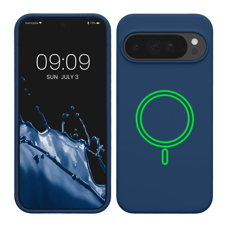kwmobile Hülle kompatibel mit Google Pixel 10 Pro XL Hülle - magnetisches Silikon Case kompatibel mit MagSafe - Cover gummiert Marineblau Marineblau  