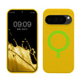 kwmobile Hülle kompatibel mit Google Pixel 10 / Pixel 10 Pro Hülle - magnetisches Silikon Case kompatibel mit MagSafe - Cover gummiert Strahlend Gelb Strahlend Gelb  