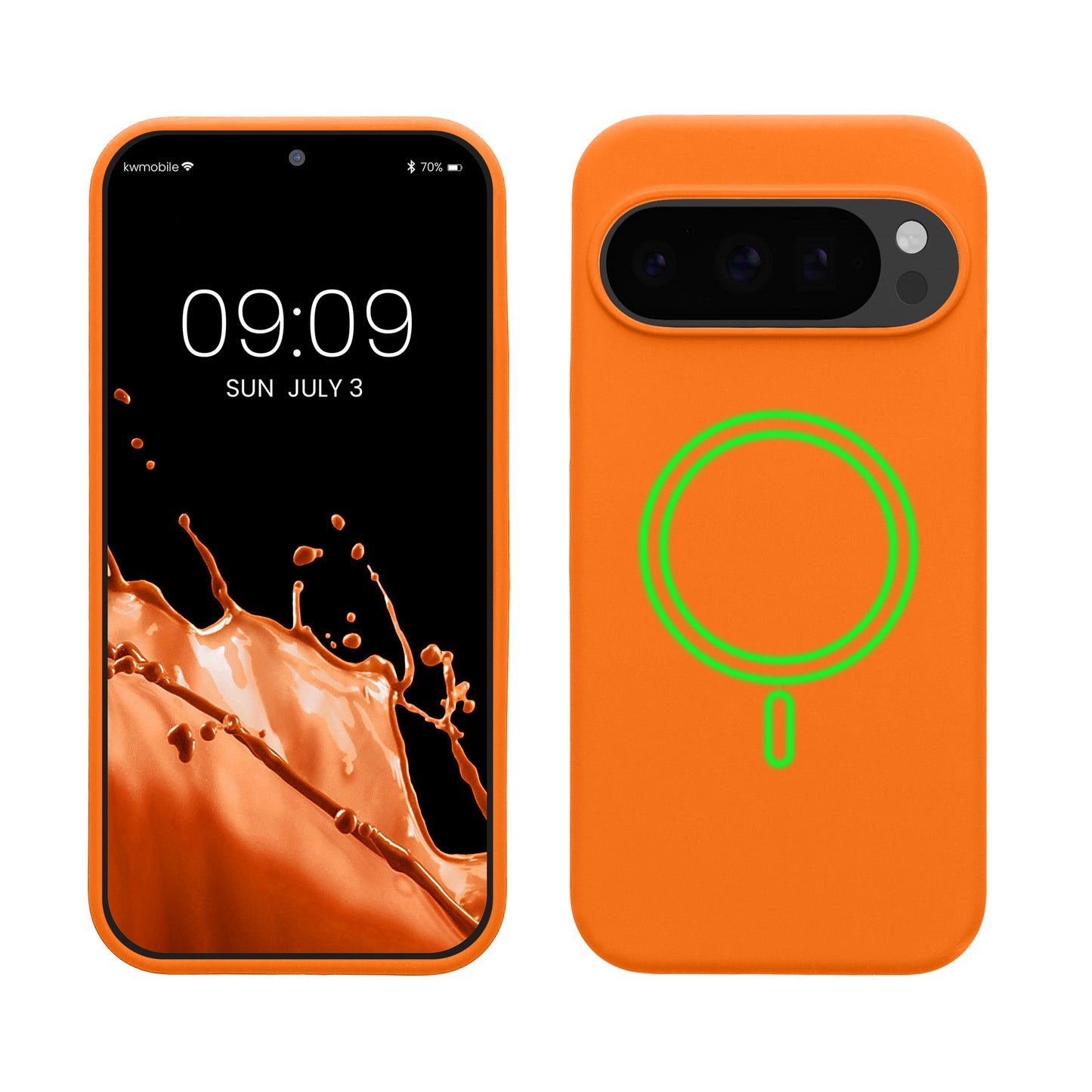 kwmobile Hülle kompatibel mit Google Pixel 10 / Pixel 10 Pro Hülle - magnetisches Silikon Case kompatibel mit MagSafe - Cover gummiert Fruity Orange Fruity Orange  