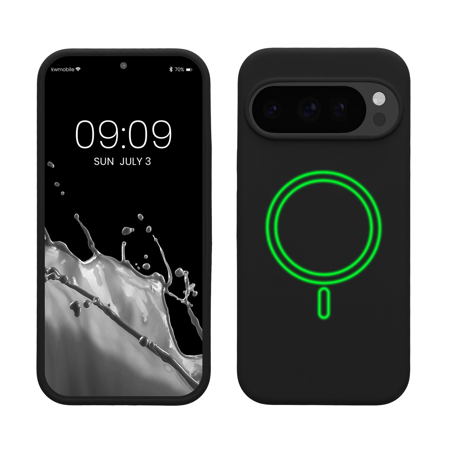 kwmobile Hülle kompatibel mit Google Pixel 10 / Pixel 10 Pro Hülle - magnetisches Silikon Case kompatibel mit MagSafe - Cover gummiert Schwarz Schwarz  