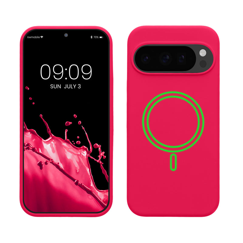 kwmobile Hülle kompatibel mit Google Pixel 10 / Pixel 10 Pro Hülle - magnetisches Silikon Case kompatibel mit MagSafe - Cover gummiert Neon Pink Neon Pink  