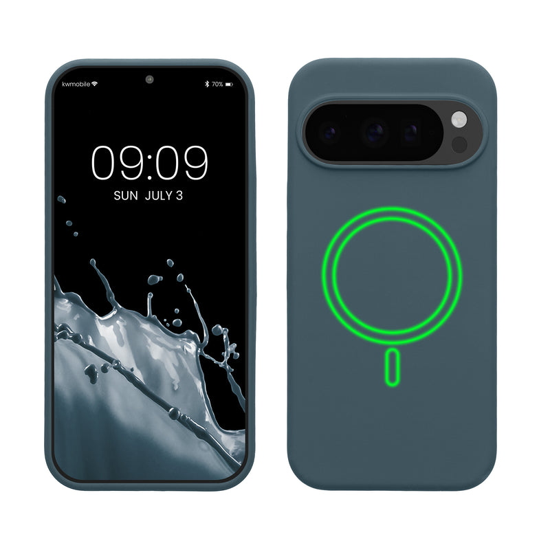 kwmobile Hülle kompatibel mit Google Pixel 10 / Pixel 10 Pro Hülle - magnetisches Silikon Case kompatibel mit MagSafe - Cover gummiert Dunkler Schiefer Dunkler Schiefer  