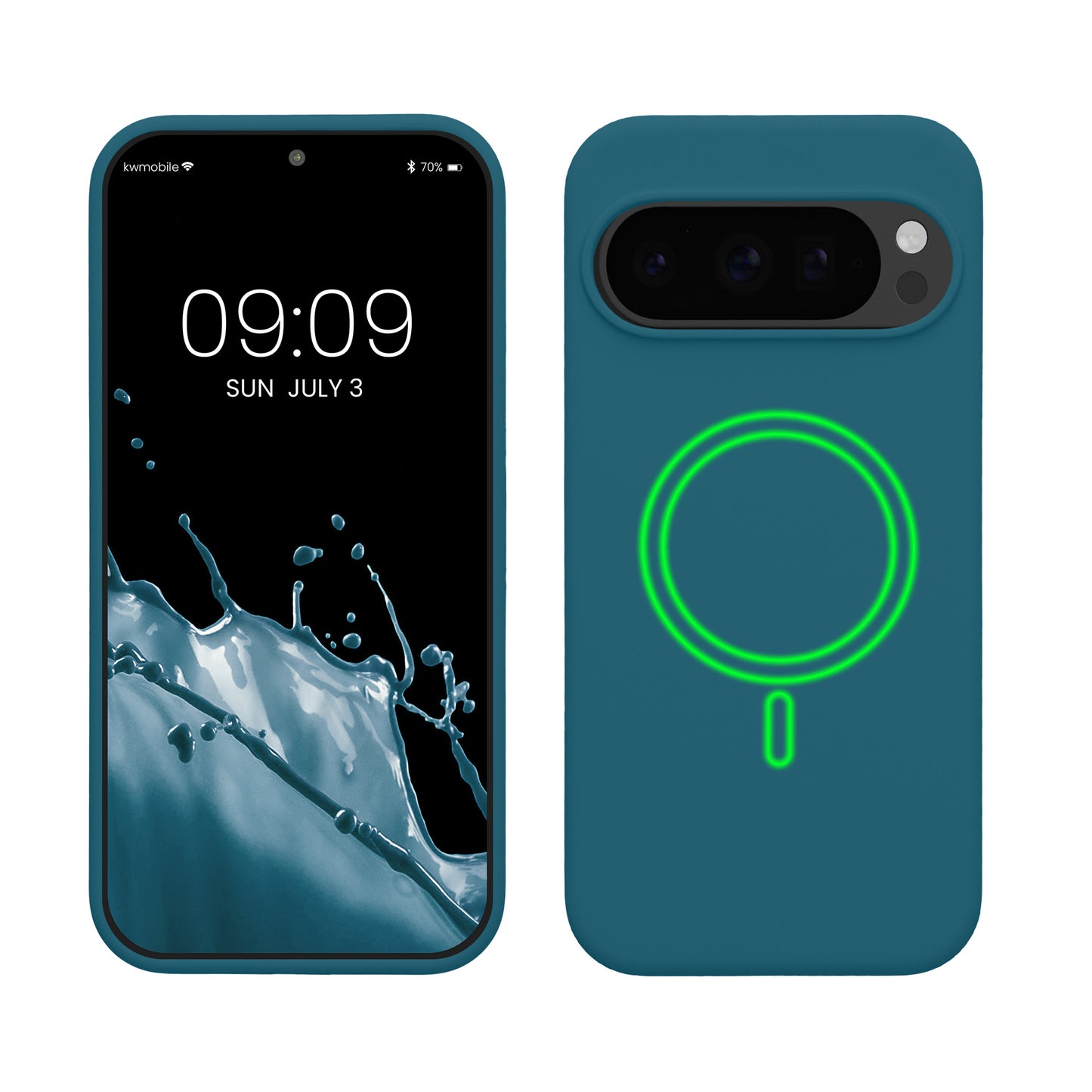 kwmobile Hülle kompatibel mit Google Pixel 10 / Pixel 10 Pro Hülle - magnetisches Silikon Case kompatibel mit MagSafe - Cover gummiert Petrol matt Petrol matt  