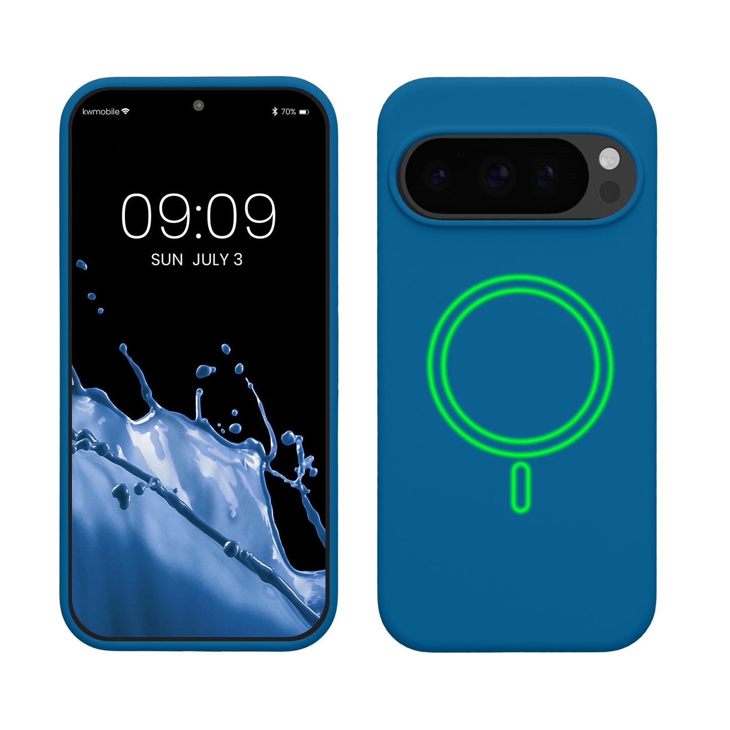 kwmobile Hülle kompatibel mit Google Pixel 10 / Pixel 10 Pro Hülle - magnetisches Silikon Case kompatibel mit MagSafe - Cover gummiert Blue Reef Blue Reef  