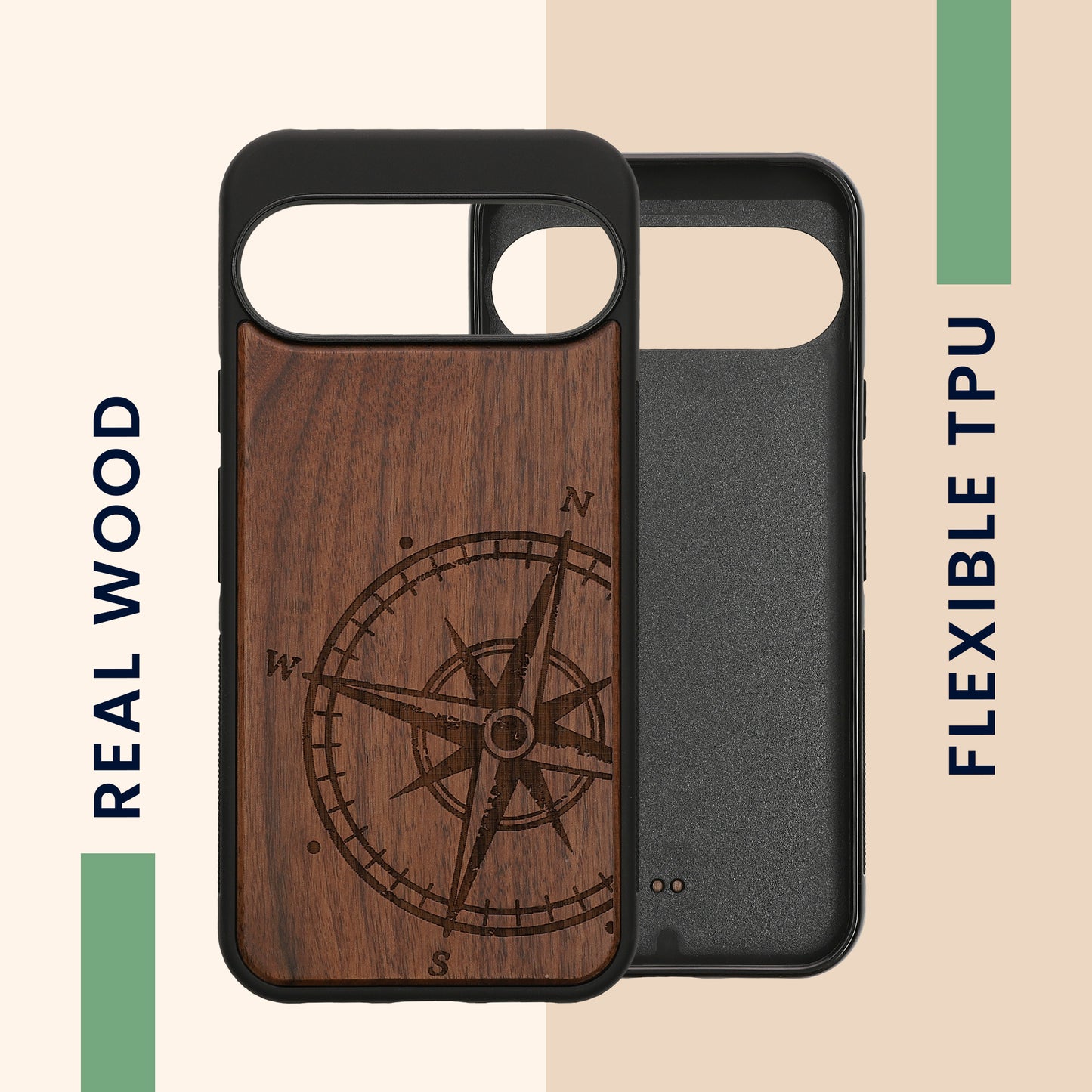 kwmobile Hülle kompatibel mit Google Pixel 10 Pro XL Hülle - Handy Cover - TPU Handyhülle Kompass Vintage