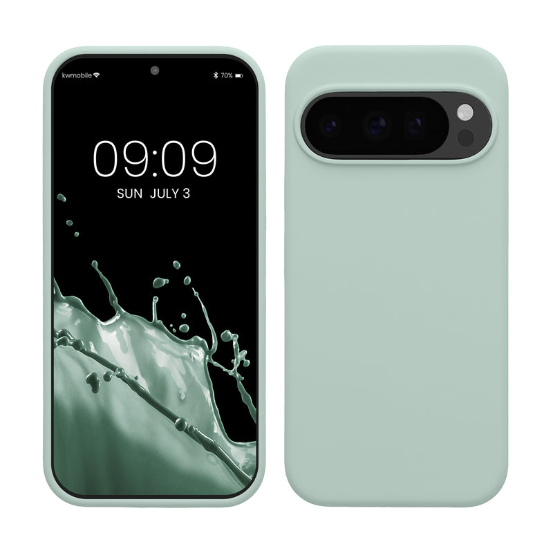 kwmobile Hülle kompatibel mit Google Pixel 10 / Pixel 10 Pro Hülle - Silikon Handy Case - Handyhülle weiche Oberfläche - kabelloses Laden - Cool Mint Cool Mint  