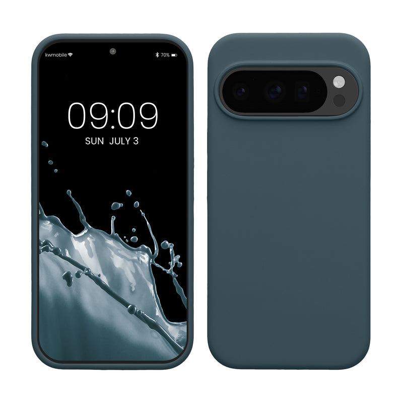 kwmobile Hülle kompatibel mit Google Pixel 10 / Pixel 10 Pro Hülle - Silikon Handy Case - Handyhülle weiche Oberfläche - kabelloses Laden - Dunkler Schiefer Dunkler Schiefer  