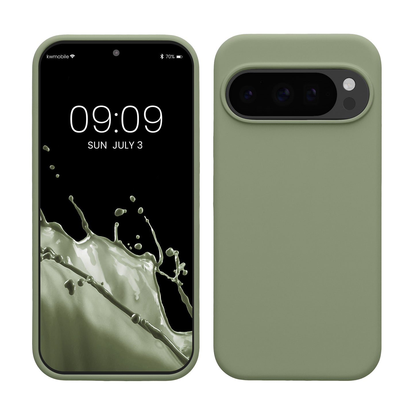 kwmobile Hülle kompatibel mit Google Pixel 10 / Pixel 10 Pro Hülle - Silikon Handy Case - Handyhülle weiche Oberfläche - kabelloses Laden - Graugrün Graugrün  