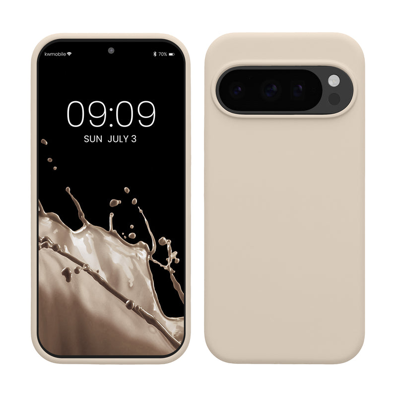 kwmobile Hülle kompatibel mit Google Pixel 10 / Pixel 10 Pro Hülle - Silikon Handy Case - Handyhülle weiche Oberfläche - kabelloses Laden - Creme matt Creme matt  