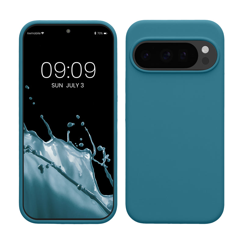 kwmobile Hülle kompatibel mit Google Pixel 10 / Pixel 10 Pro Hülle - Silikon Handy Case - Handyhülle weiche Oberfläche - kabelloses Laden - Petrol matt Petrol matt  