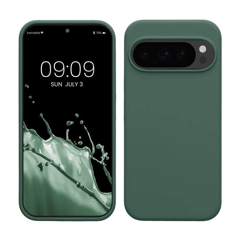 kwmobile Hülle kompatibel mit Google Pixel 10 / Pixel 10 Pro Hülle - Silikon Handy Case - Handyhülle weiche Oberfläche - kabelloses Laden - Tannengrün Tannengrün  
