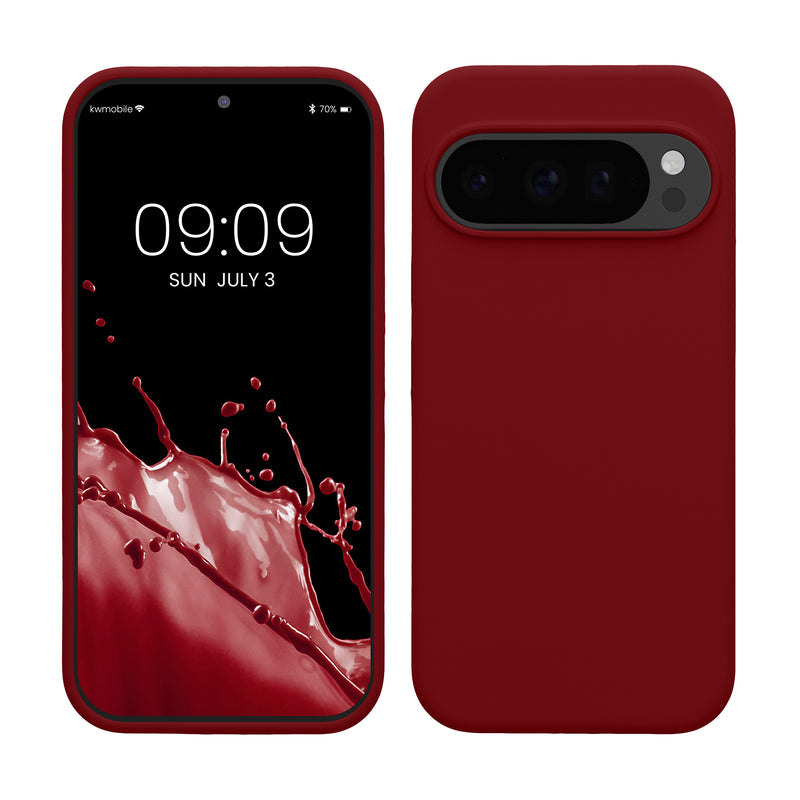 kwmobile Hülle kompatibel mit Google Pixel 10 / Pixel 10 Pro Hülle - Silikon Handy Case - Handyhülle weiche Oberfläche - kabelloses Laden - Rhabarber Rot Rhabarber Rot  