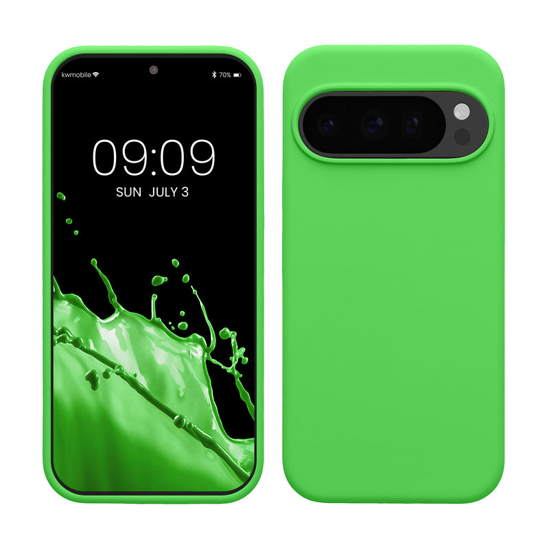 kwmobile Hülle kompatibel mit Google Pixel 10 / Pixel 10 Pro Hülle - Silikon Handy Case - Handyhülle weiche Oberfläche - kabelloses Laden - Limettengrün Limettengrün  